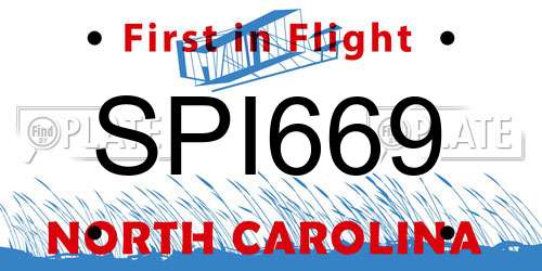 SPI669 North Carolina License Plate