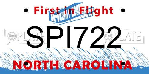 SPI722 North Carolina License Plate