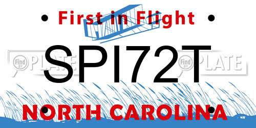 SPI72T North Carolina License Plate