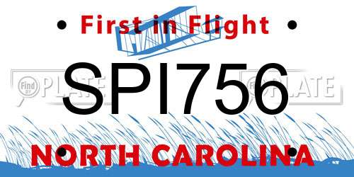 SPI756 North Carolina License Plate