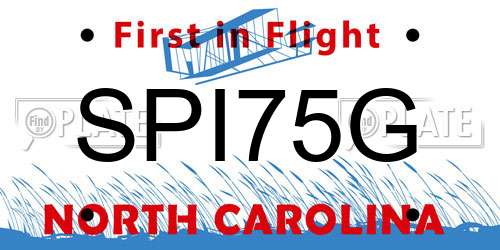 SPI75G North Carolina License Plate