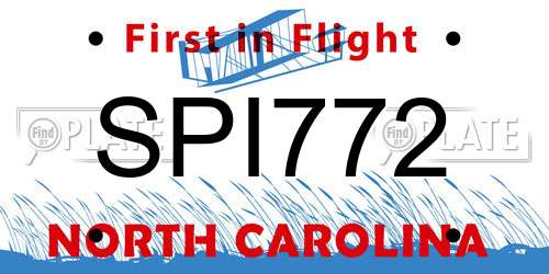 SPI772 North Carolina License Plate