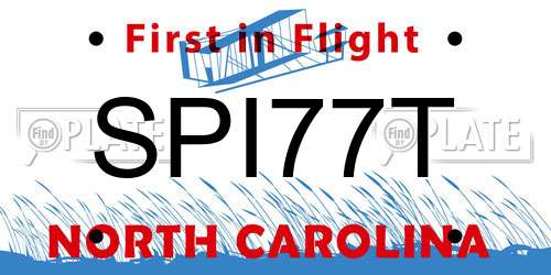 SPI77T North Carolina License Plate