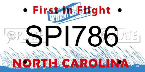 SPI786 North Carolina License Plate
