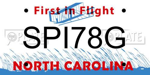 SPI78G North Carolina License Plate
