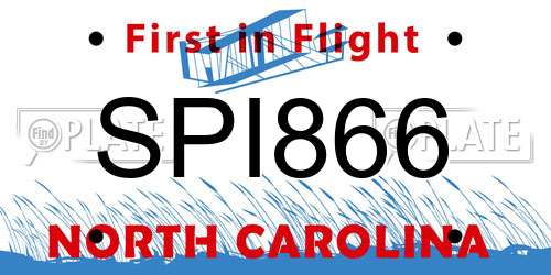 SPI866 North Carolina License Plate