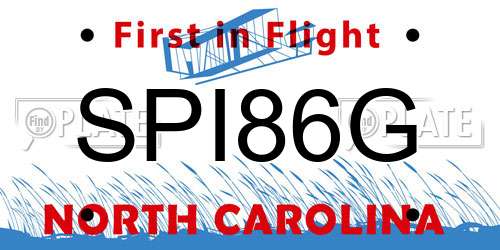 SPI86G North Carolina License Plate