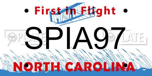 SPIA97 North Carolina License Plate