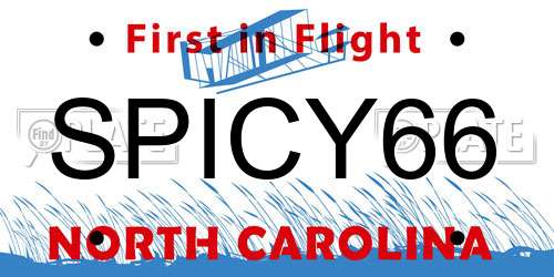 SPICY66 North Carolina License Plate