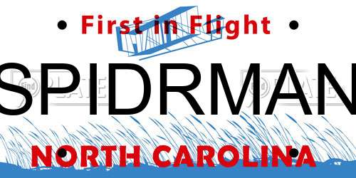 SPIDRMAN North Carolina License Plate