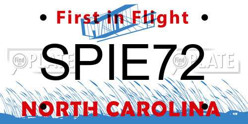 SPIE72 North Carolina License Plate