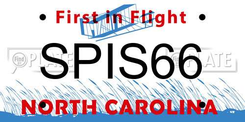 SPIS66 North Carolina License Plate