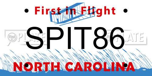 SPIT86 North Carolina License Plate