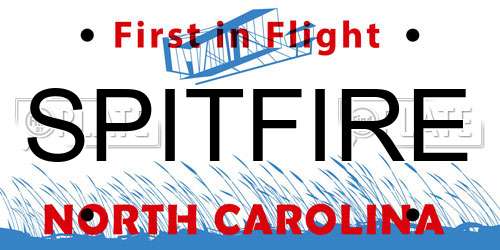 SPITFIRE North Carolina License Plate