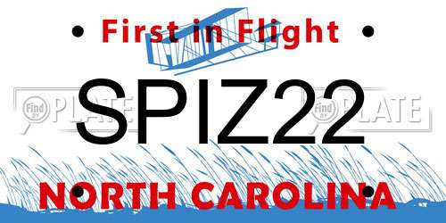SPIZ22 North Carolina License Plate