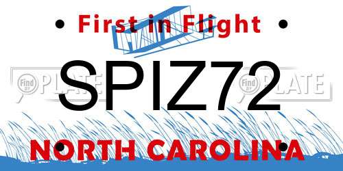 SPIZ72 North Carolina License Plate