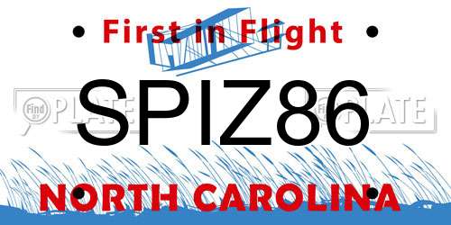 SPIZ86 North Carolina License Plate