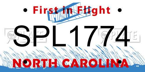 SPL1774 North Carolina License Plate