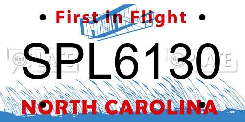 SPL6130 North Carolina License Plate