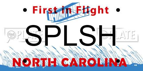 SPLSH North Carolina License Plate