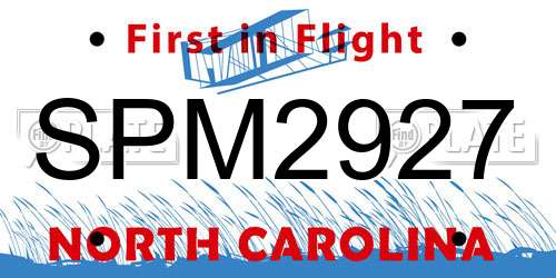 SPM2927 North Carolina License Plate