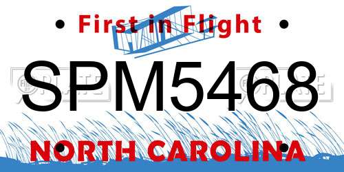SPM5468 North Carolina License Plate