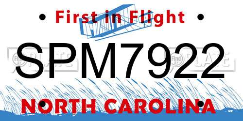 SPM7922 North Carolina License Plate