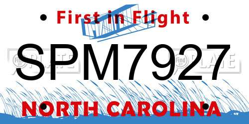 SPM7927 North Carolina License Plate