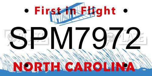 SPM7972 North Carolina License Plate