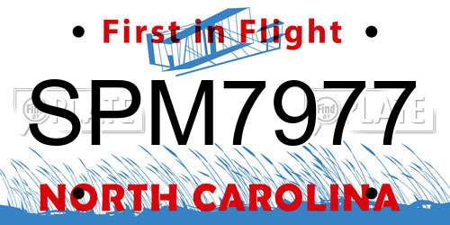 SPM7977 North Carolina License Plate