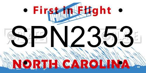 SPN2353 North Carolina License Plate