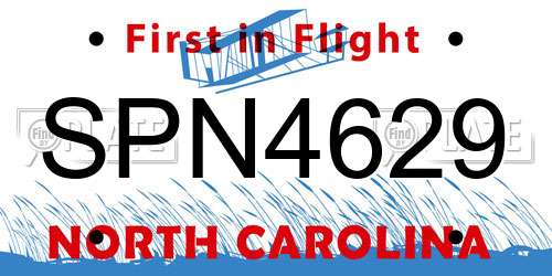 SPN4629 North Carolina License Plate