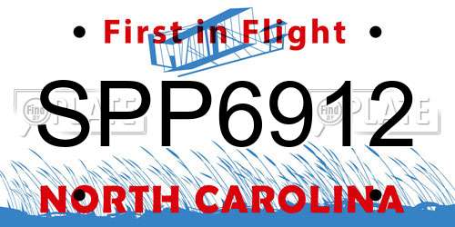 SPP6912 North Carolina License Plate