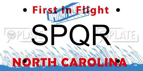 SPQR North Carolina License Plate