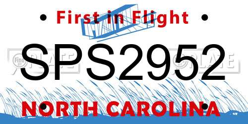 SPS2952 North Carolina License Plate