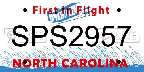 SPS2957 North Carolina License Plate