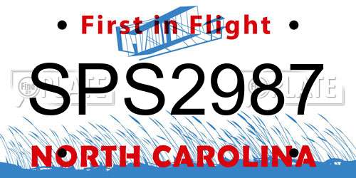SPS2987 North Carolina License Plate