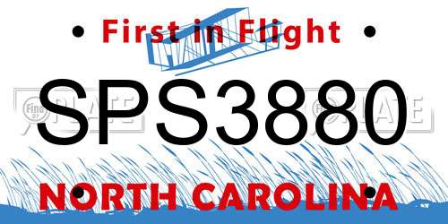 SPS3880 North Carolina License Plate