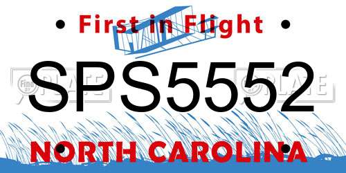 SPS5552 North Carolina License Plate