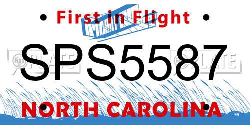 SPS5587 North Carolina License Plate