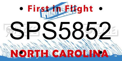 SPS5852 North Carolina License Plate