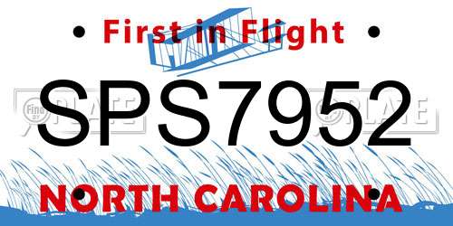 SPS7952 North Carolina License Plate