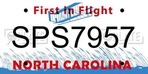 SPS7957 North Carolina License Plate