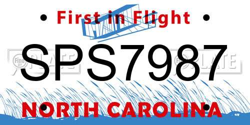 SPS7987 North Carolina License Plate