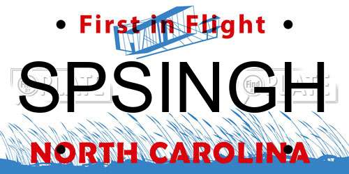 SPSINGH North Carolina License Plate