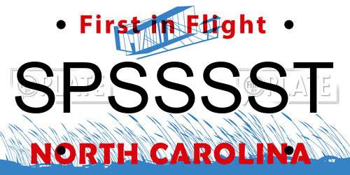 SPSSSST North Carolina License Plate