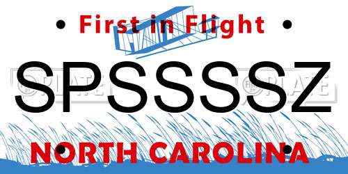 SPSSSSZ North Carolina License Plate