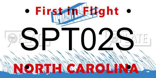 SPT02S North Carolina License Plate