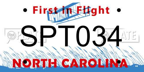 SPT034 North Carolina License Plate