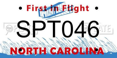 SPT046 North Carolina License Plate
